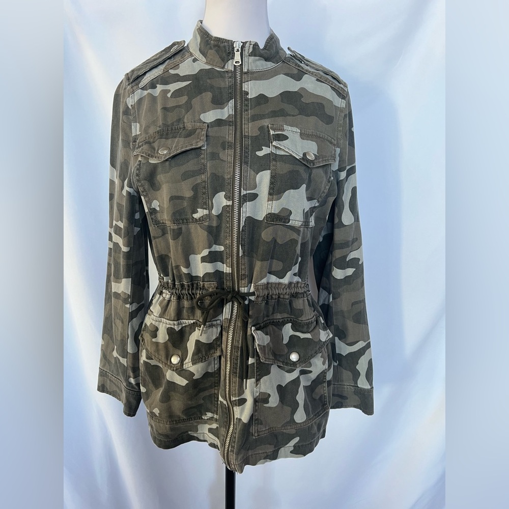Express - Camouflage Print Utility‎ Jacket - Khaki Greens - Size S
